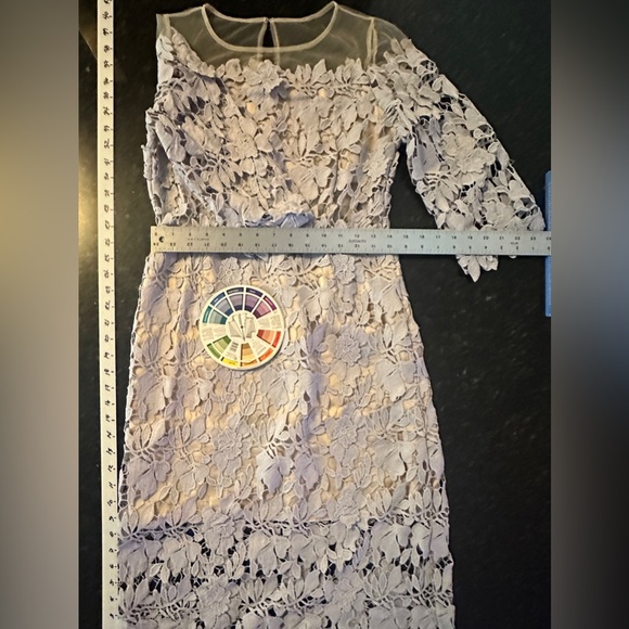 Lace Overlay Dress in Soft Grayish Lavender - Picture 7 of 10